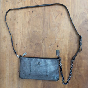 Coach Kylie Metallic Silver Crossbody Mini Purse